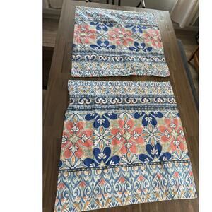 Pottery Barn Nella 26X26 Euro Sham Set of 2 Salmon, Navy, Green, Yellow